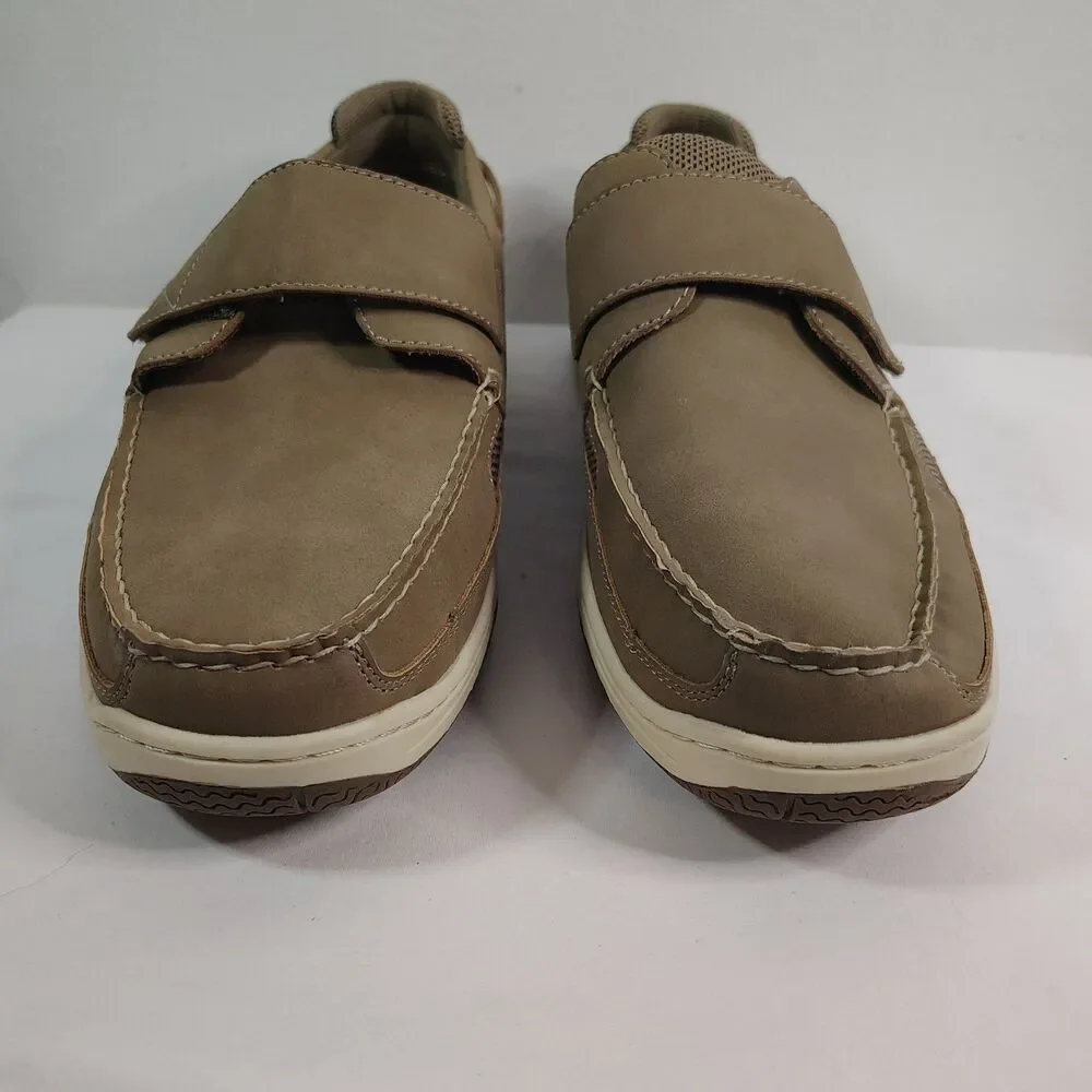 Boca Classics Men's 11W Tan Boat Deck Casual Comfort Shoes Hook Loop